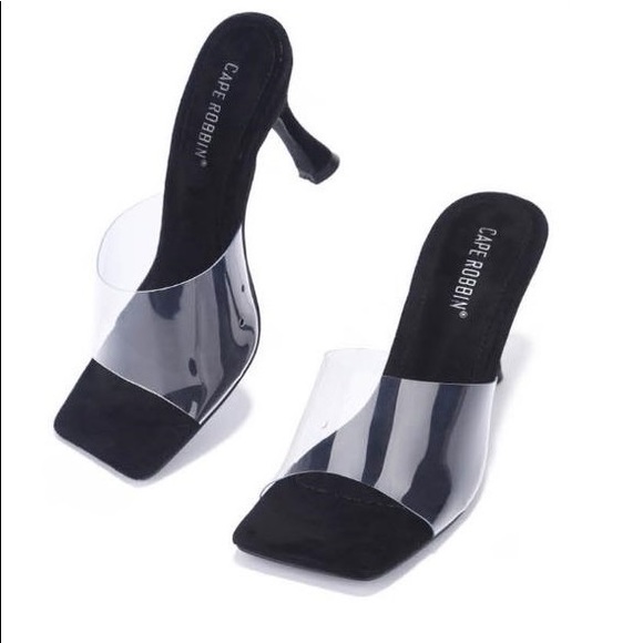 Cape Robbin Shoes - NWT Trendy Mule Square Toe Clear Strap Heels